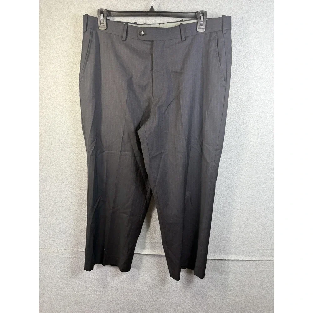 Pronto Suit Mens‎ 44R Black Pinstripe Wool Blend Two Piece Jacket Pants 38x28